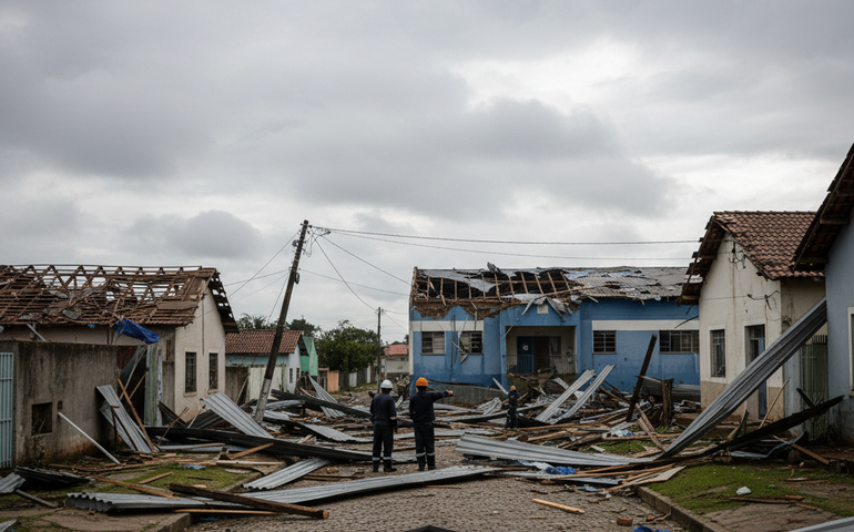Tornado causa destruição em Farroupilha, na Serra Gaúcha