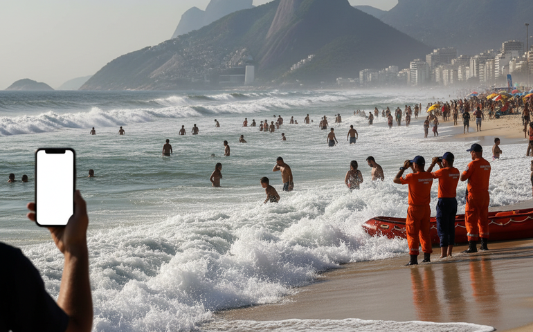 Defesa Civil do RJ envia alerta de ressaca para celulares; bombeiros buscam adolescente no mar de Copacabana