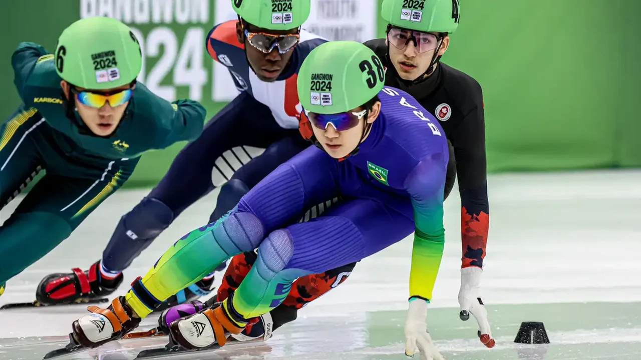 Lucas Koo fica em nono lugar na patinação velocidade na Coreia do Sul