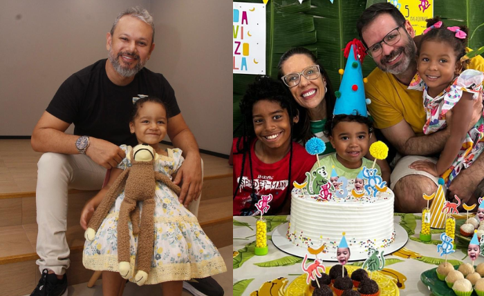 Willamis e Maria Eloá (à esquerda); Ticiana, David, João, Davi e Ane (à direita) Willamis e Maria Eloá (à esquerda); Ticiana, David, João, Davi e Ane (à direita)