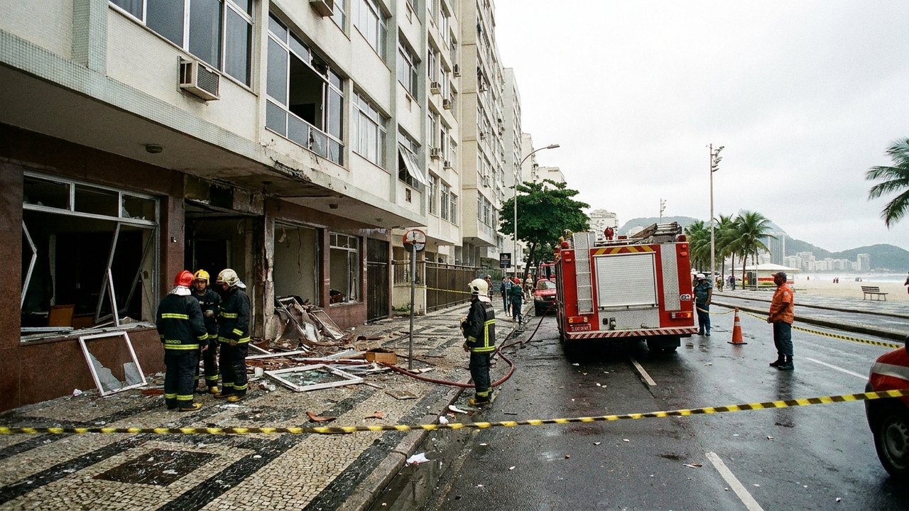 Bombeiros são acionados para explosão em prédio em Copacabana; quatro pessoas foram socorridas com ferimentos leves a moderados