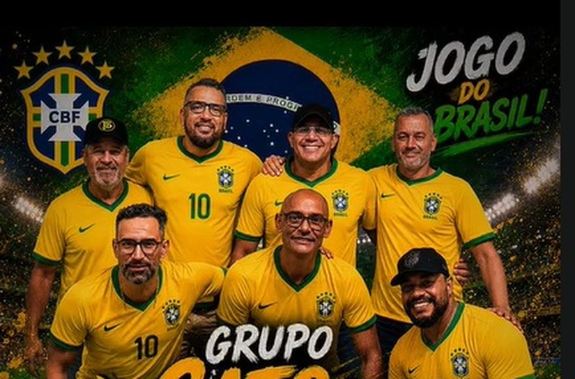 Na torcida e no samba: Grupo Gato com Lebre faz show durante transmissão do jogo do Brasil