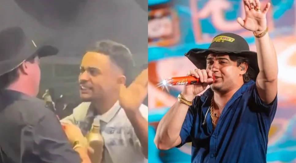 Homem invadiu palco e durante interação com o cantor, falou que iria golpeá-lo na costela, gerando indignação de Natanzinho. Foto: Reprodução/Internet.