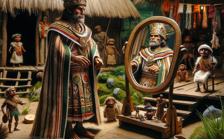 O imperador xucurú diante do espelho e do teatro de fantoches