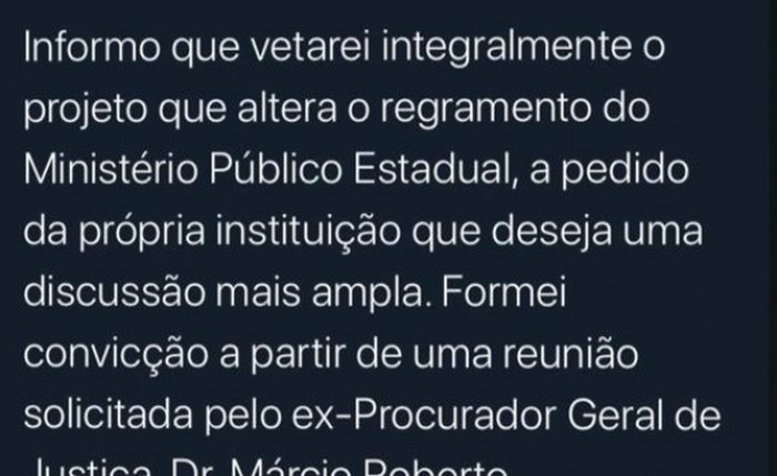 O governador Renan Filho usou a sua conta no Twitter para anunciar que vai vetar integralmente o Projeto de Lei Complementar nº 73/19