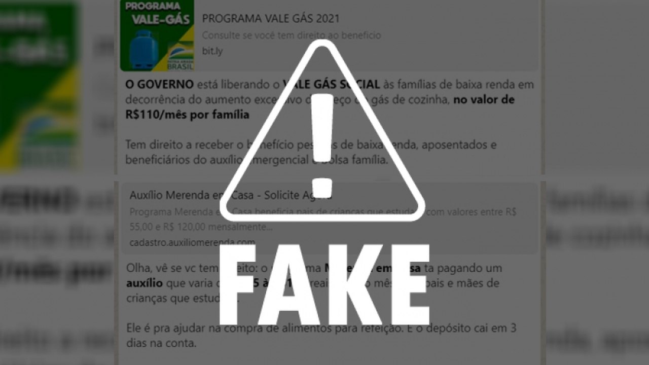 Cadastro para programas “Vale-Gás” e “Merenda em Casa” é falso