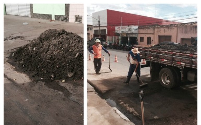 Prefeitura de Arapiraca retira entulho das caixas de drenagem no Ouro Preto