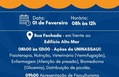 Fevereiro começa, neste domingo(1°), com ações gratuitas de saúde e esporte à beira-mar