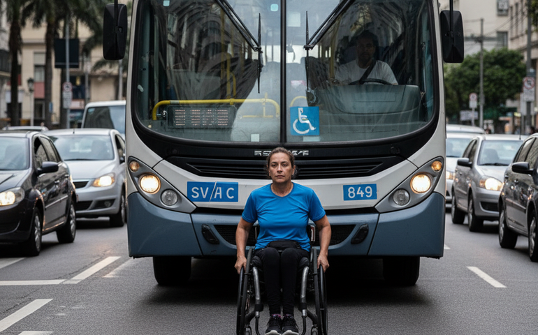 Cadeirante protesta após ônibus não parar em ponto no Centro do Rio