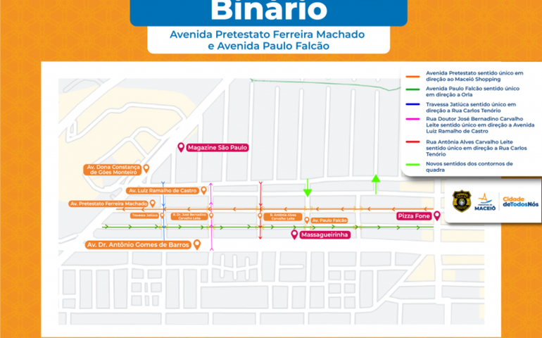 Avenidas Pretestato Ferreira Machado e Paulo Falcão na Jatiúca terão sentido único