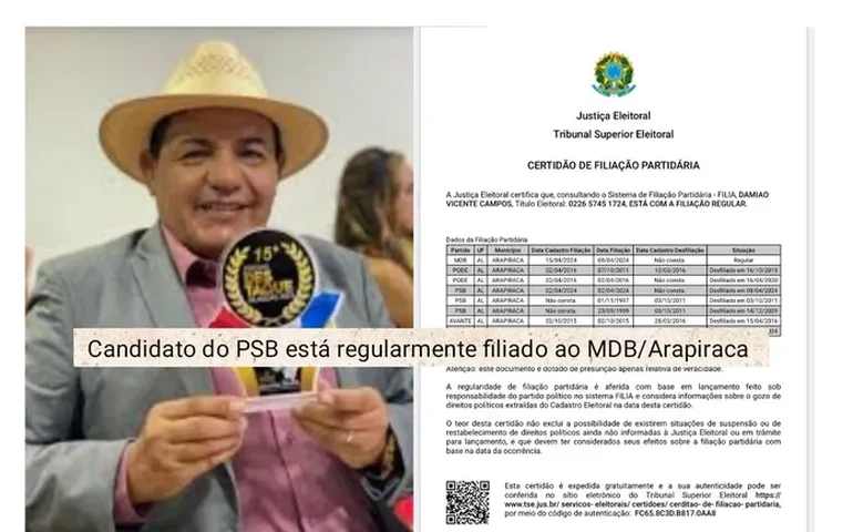 Vereador por Arapiraca pode ter candidatura à reeleição impugnada por dupla filiação
