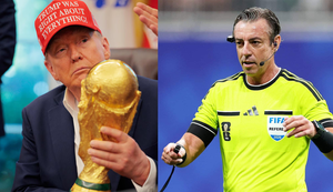 Donald Trump (presidente dos EUA) e Raphael Claus (árbitro brasileiro)