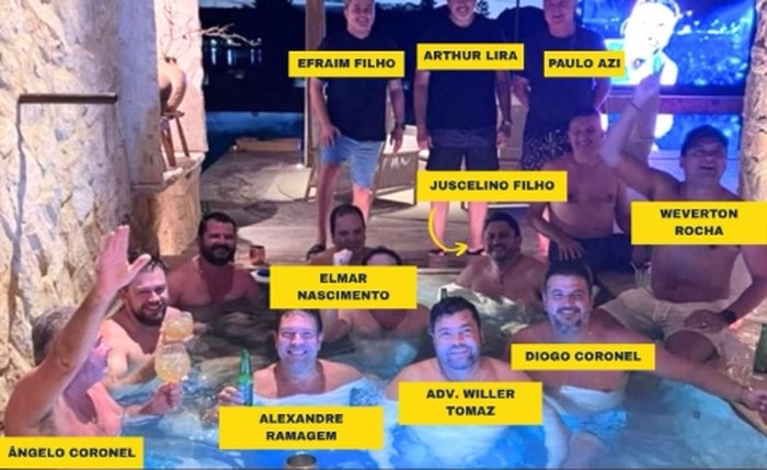 Confraternização reunindo diversos políticos ao lado do advogado Willer Tomaz