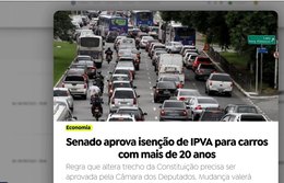 Senado aprova isenção de IPVA para carros com mais de 20 anos