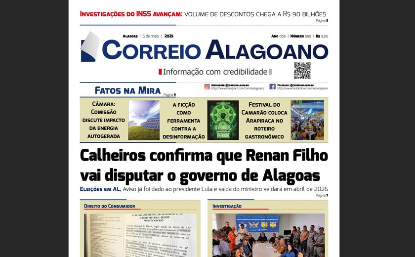 Calheiros confirma que Renan Filho vai disputar o governo de Alagoas
