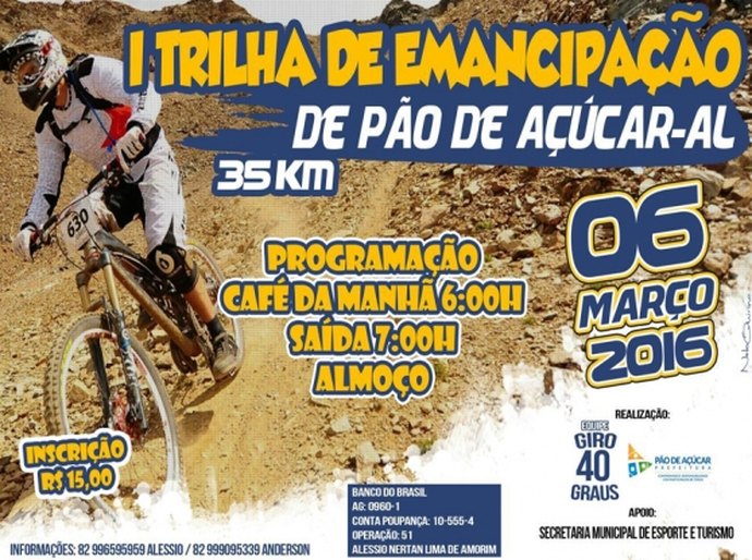 200 ciclistas participam neste domingo da I Trilha de Ciclismo da Emancipação de Pão de Açúcar