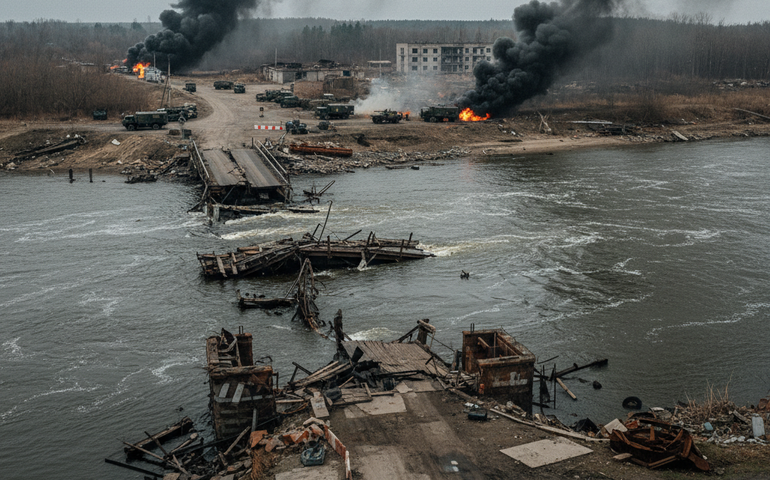 Bombas aéreas russas FAB‑500 destroem travessia das forças ucranianas sobre o rio Oskol