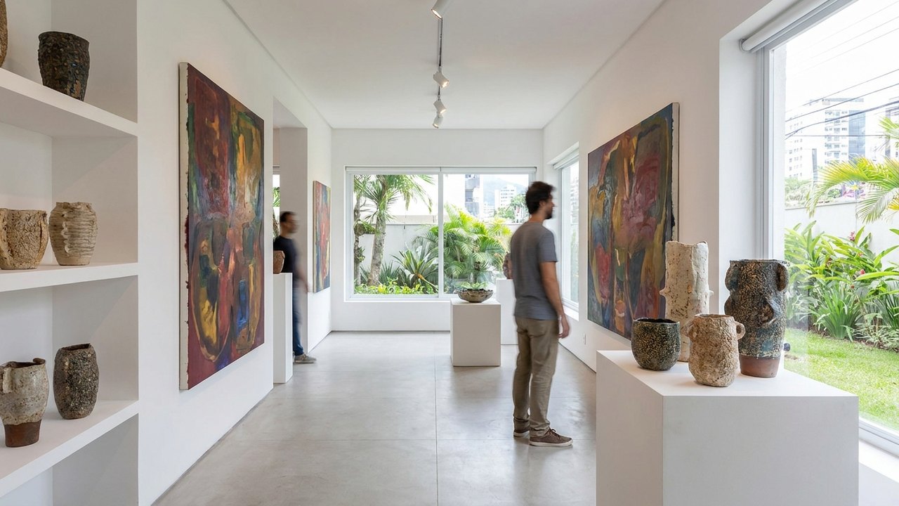 Em mostras individuais no Rio, Tiago Carneiro da Cunha e Allan Gandhi criam diálogo entre pintura e cerâmica