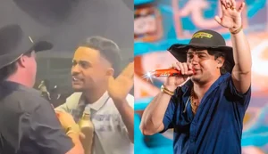 Homem invadiu palco e durante interação com o cantor, falou que iria golpeá-lo na costela, gerando indignação de Natanzinho. Foto: Reprodução/Internet.