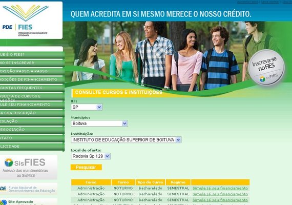 Endereço do Fies é retirado do ar para adequação a novas normas