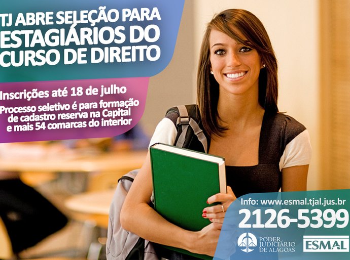 Inscrições para estágio em Direito terminam no próximo dia 18