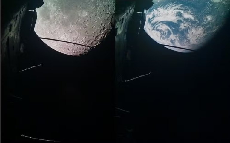 Sonda europeia Juice consegue passar entre a Lua e a Terra em manobra de impulso rumo a Júpiter