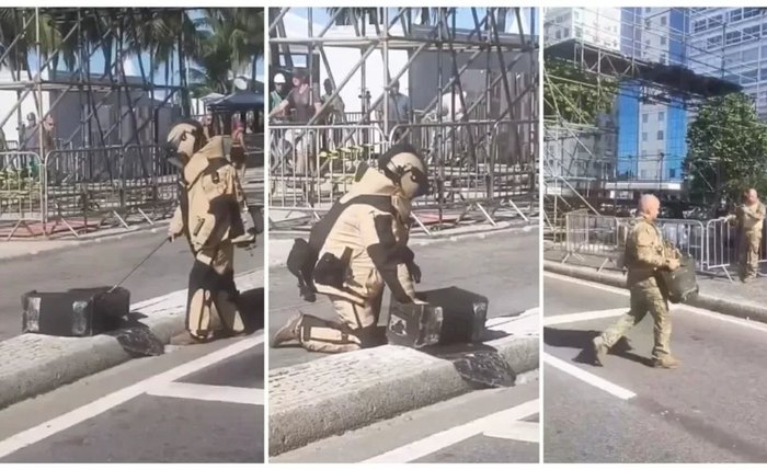 RJ: esquadrão recolhe suposto artefato explosivo na orla de Copacaban