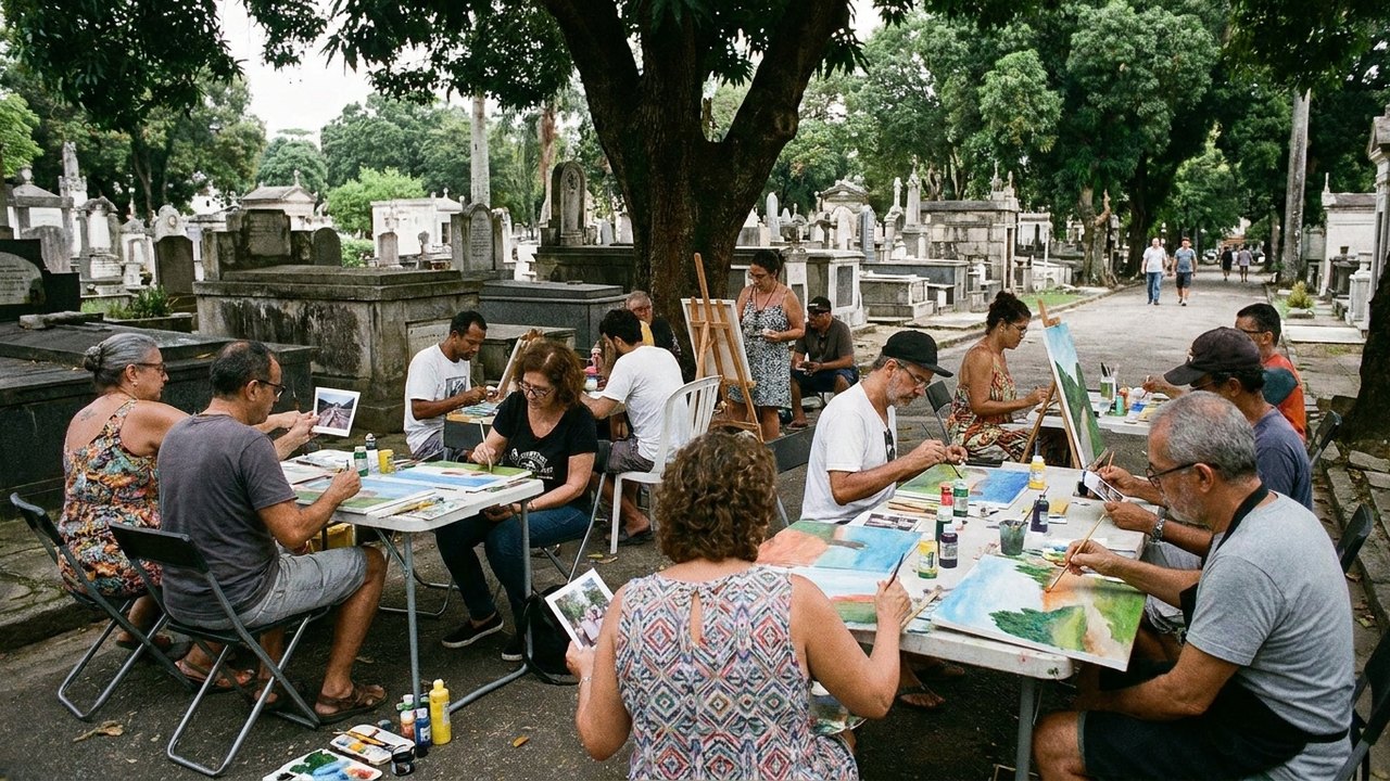 Cemitério no Rio promove oficina de pintura para homenagear entes queridos no Dia de Finados