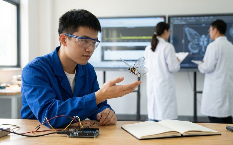 Real ou artificial? Estudante chinês impressiona ao construir 'borboleta robô' que voa exatamente como uma de verdade