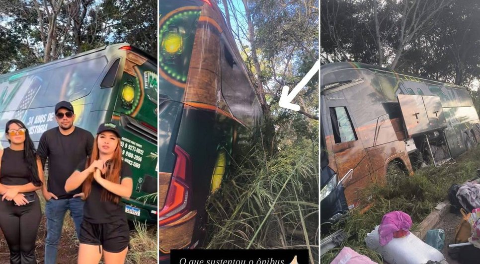 Ônibus da banda Mastruz com Leite sofre acidente em rodovia no Maranhão. Fonte: Internet