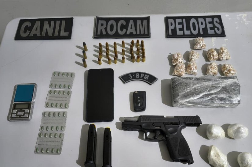 PM apreende drogas, arma e veículo durante operações em Arapiraca