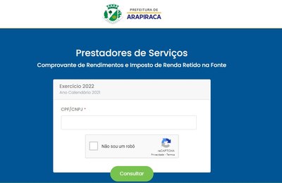 Comprovantes de rendimentos para o Imposto de Renda já estão disponíveis no Portal do Servidor de Arapiraca
