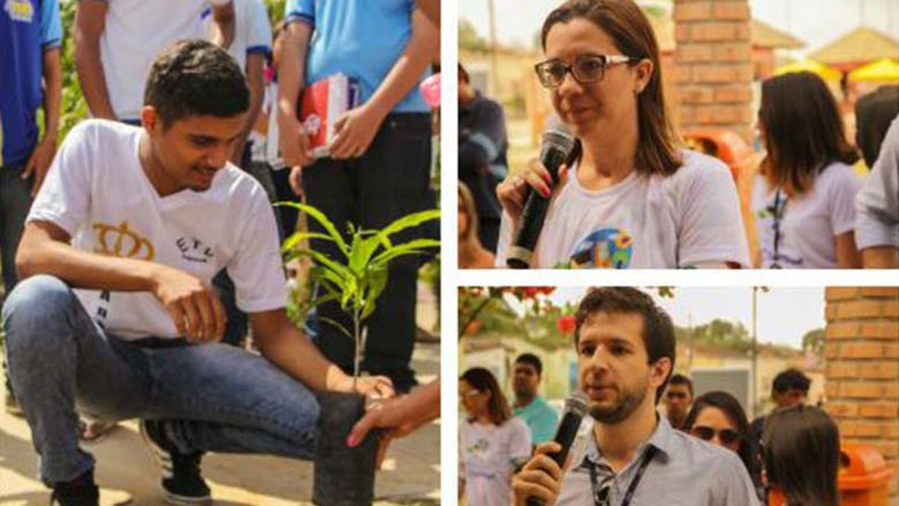 Estudantes plantam mudas nativas no Bosque das Arapiracas