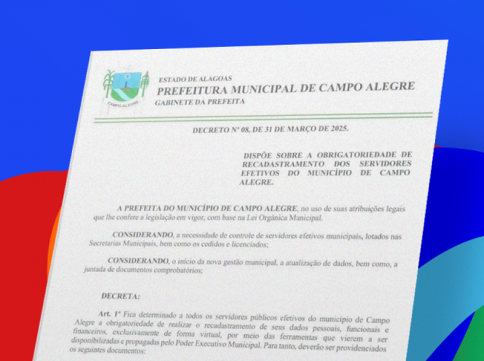 Prefeitura de Campo Alegre realizará recadastramento para os servidores efetivos