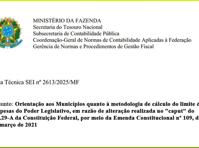 Nota Técnica da STN muda entendimento sobre o cálculo do limite de despesa de pessoal das câmaras municipais