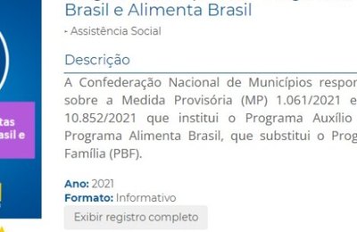 CNM disponibiliza material para esclarecer dúvidas sobre os programas Auxilio Brasil e Alimenta Brasil