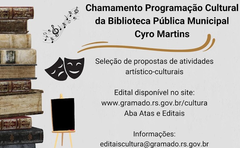 Gramado abre edital para propostas culturais na Biblioteca Cyro Martins