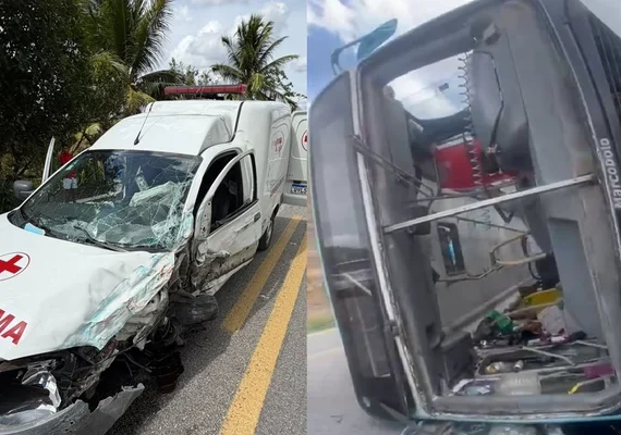 Três vítimas seguem internadas após grave colisão entre ônibus e ambulância em Maribondo