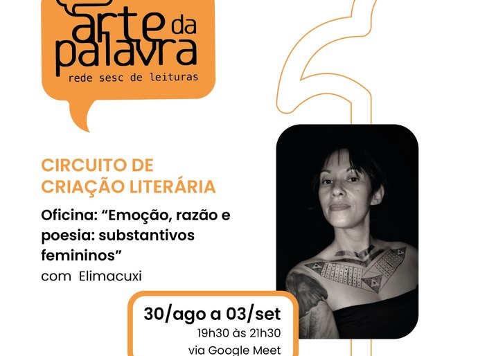 Sesc inicia inscrições para a oficina “Emoção, Razão e Poesia: Substantivos Femininos”