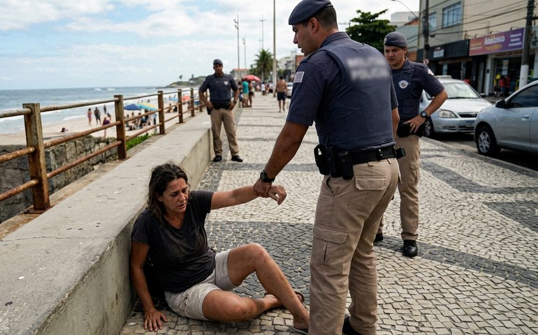 Policial militar é afastado após ser flagrado agredindo mulher em surto no litoral de SP