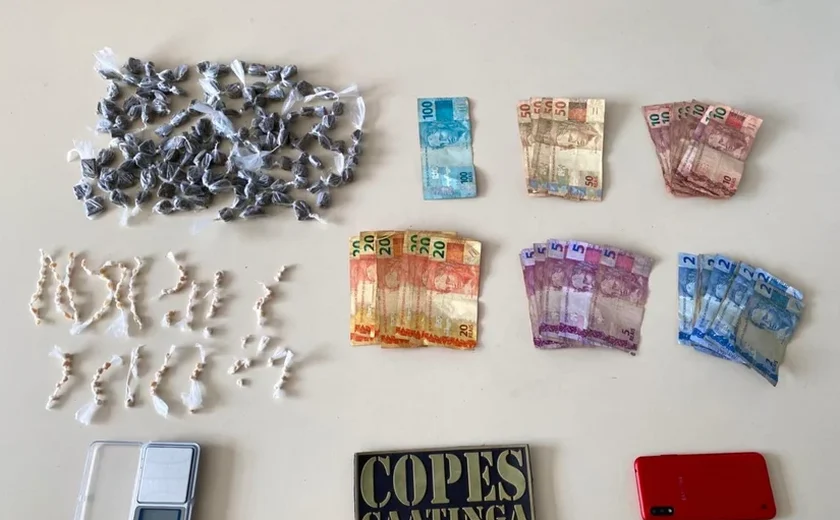 Polícia militar apreende mais de 240 porções de drogas e prende mulher em São José da Tapera