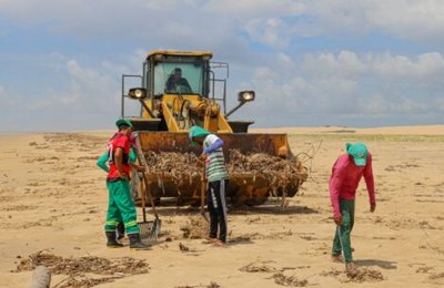 Prefeitura de Piaçabuçu realiza mutirão de limpeza na Praia do Pontal do Peba 