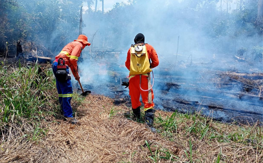 Corpo de Bombeiros combate incêndio em vegetação no mirante de Santa Terezinha