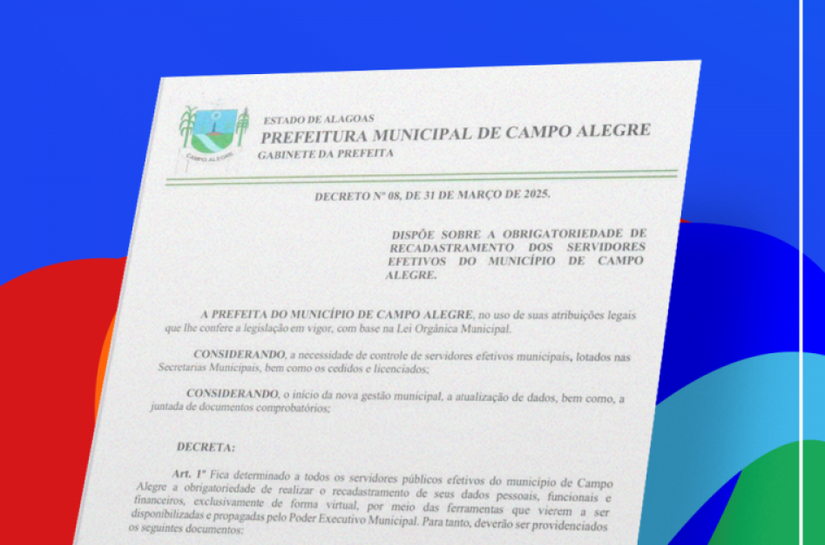 Prefeitura de Campo Alegre realizará recadastramento para os servidores efetivos