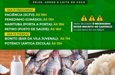 Famílias de Piaçabuçu receberão peixe da Semana Santa. Confira o cronograma 
