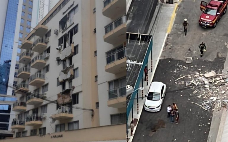 Sacadas de prédio desabam em Balneário Camboriú