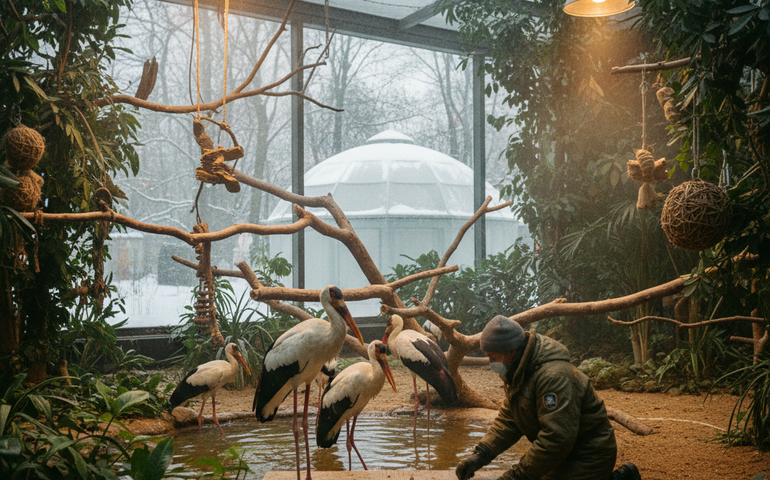 Aves tropicais recebem cuidados especiais durante o inverno no Zoológico de Moscou