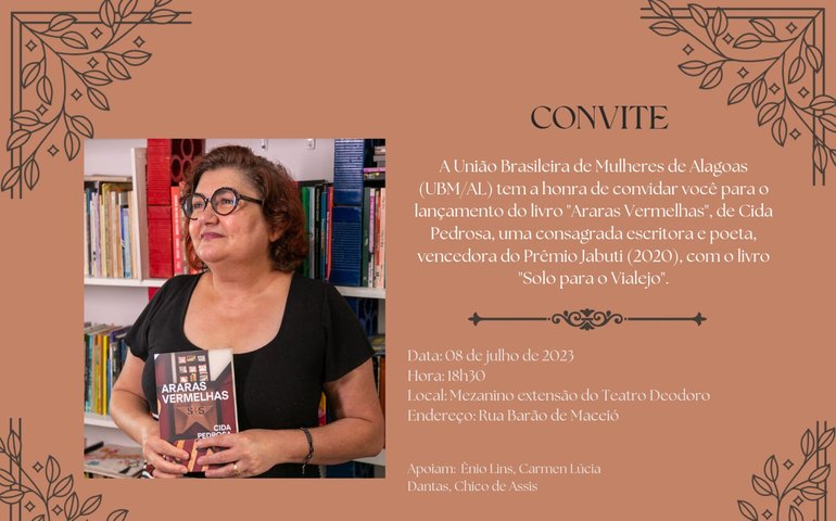 Cida Pedrosa lança livro em Maceió no dia 08