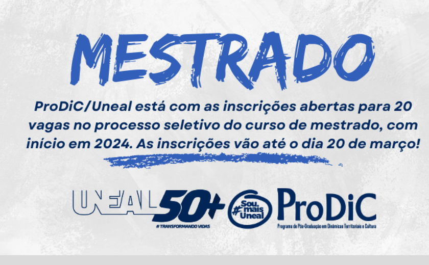 Curso de mestrado da Uneal abre inscrições para processo seletivo