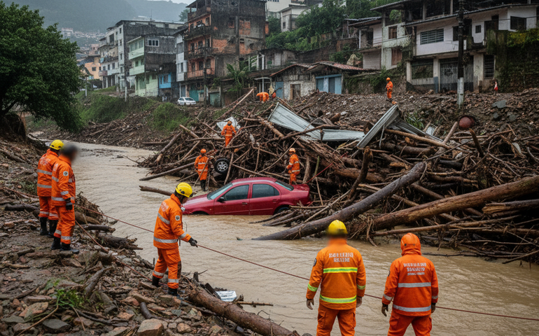 Servidor da prefeitura segue desaparecido após enxurrada; buscas continuam nesta quinta-feira